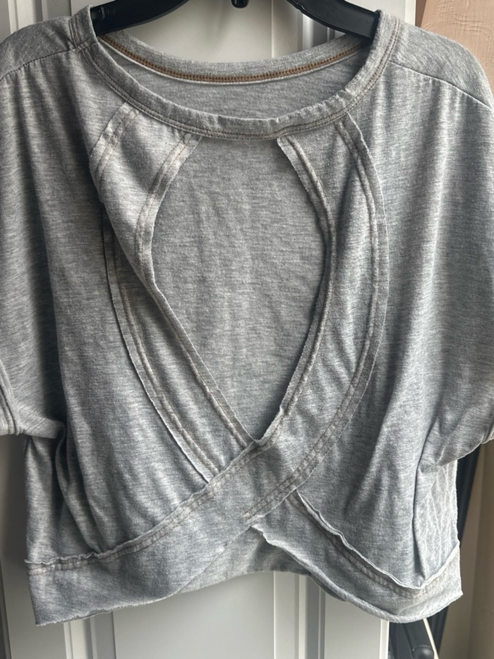 Women's Gray Open-Back Crossover Top